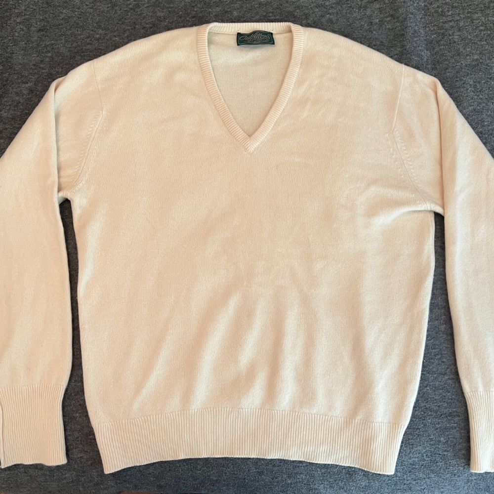 Men's white long sleeve cashmere sweater - 44